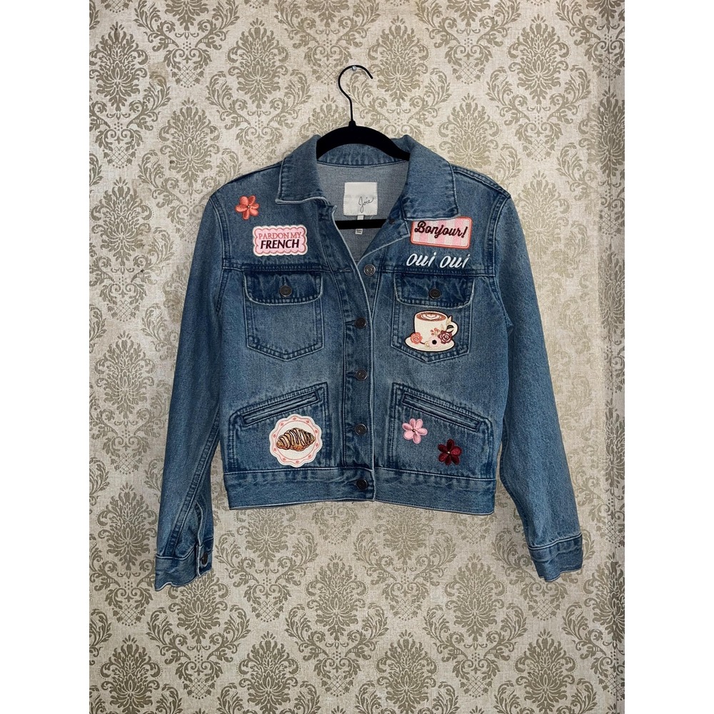 Parisian Frenchcore Au Revoir Joie Women's Denim Jean Jacket Upcycled Sz. Small